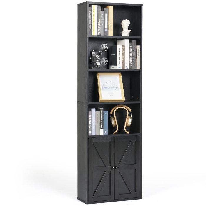 Gracie Oaks Walli 71.3"H,4tier Bookshelves and Bookcases with Door